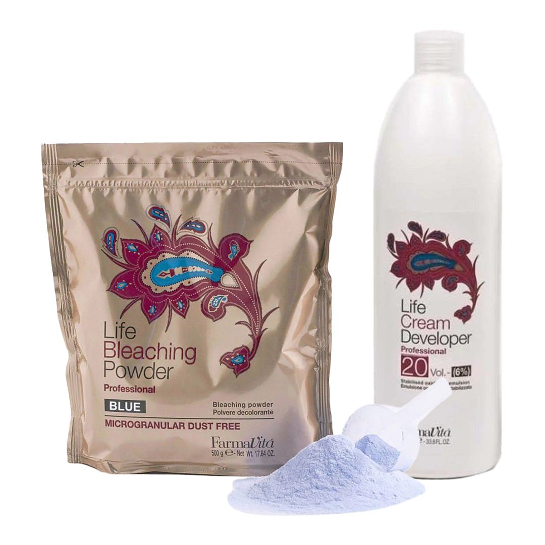 FarmaVita Bleaching Bundle Life Blue Powder + Life 6% Cream Developer 1000ml