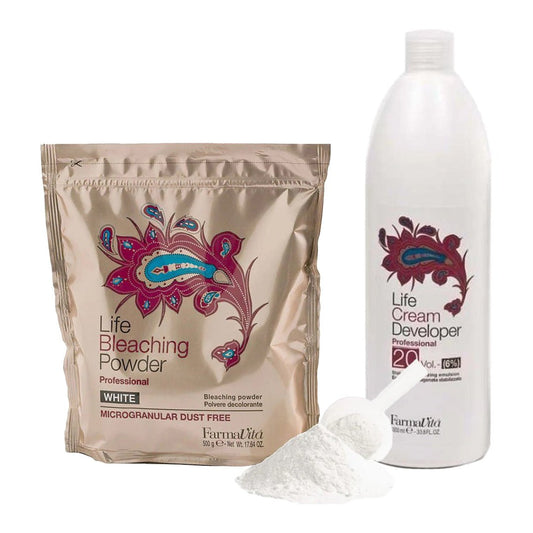 FarmaVita Bleaching Bundle Life White Powder + Life 6% Cream Developer 1000ml