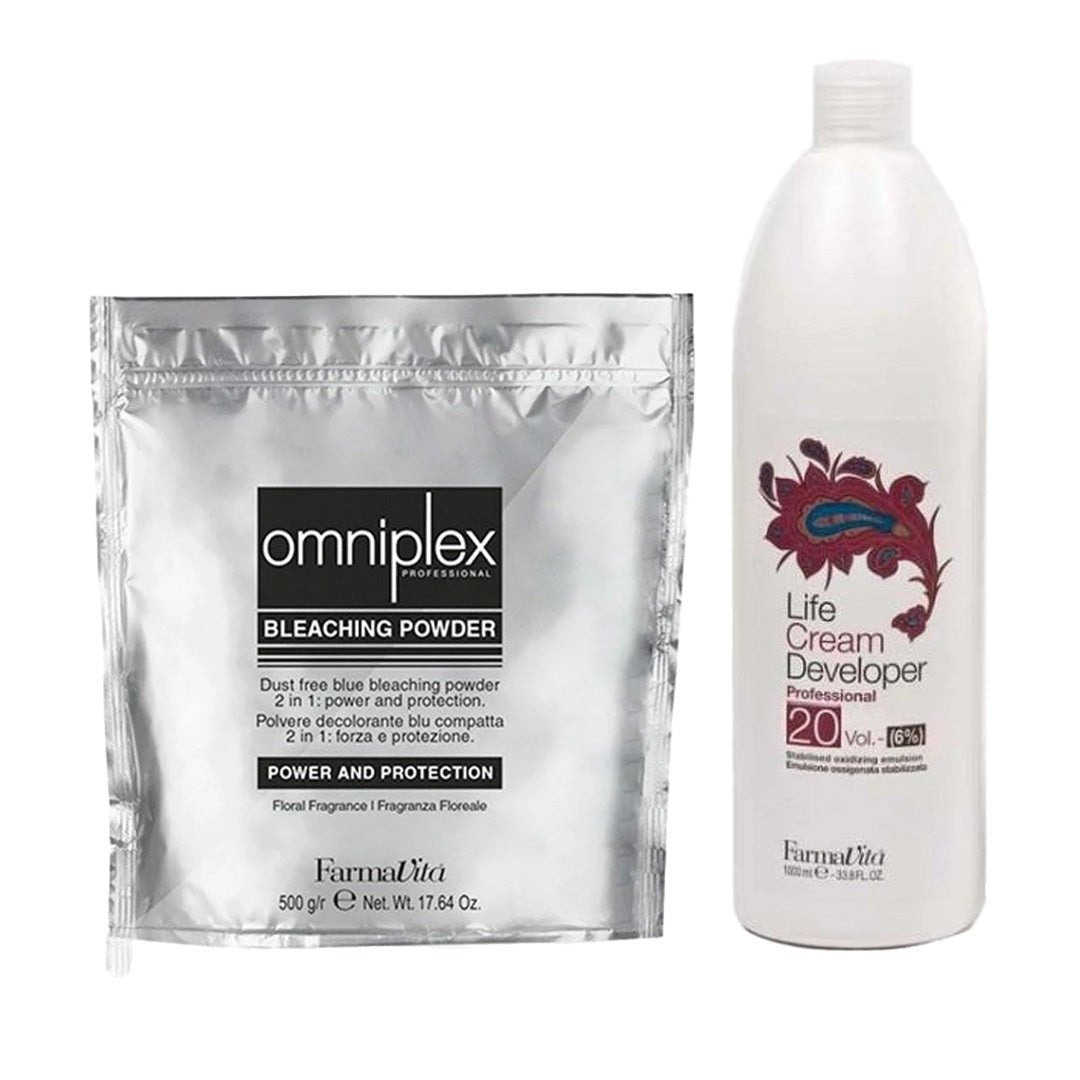 FarmaVita Bleaching Bundle Omniplex Bleach Powder + Life 6% Cream Developer 1000ml