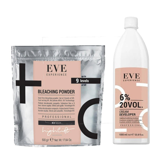 FarmaVita Eve Experience Highlift Bleaching Powder Aluminium Bag 500g + FarmaVita Eve Experience Cream Developer 20V